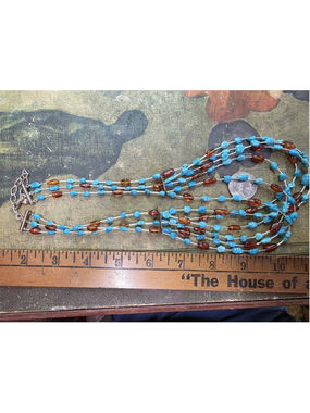 Jay King DTR Sterling Silver, Amber & Turquoise Multistrand Waterfall Necklace78